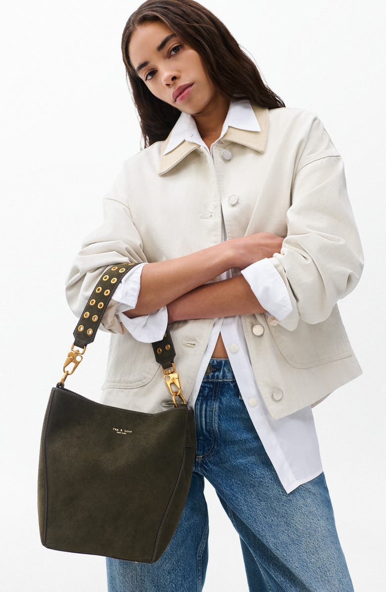 rag & bone Parker Bucket Tote, Alternate, color, Forest Green