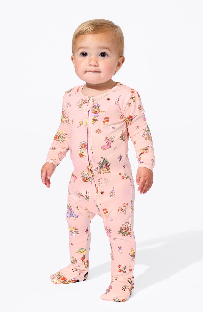 Bellabu Bear Fairy Garden Fitted One-Piece Zip Pajamas, Alternate, color, 