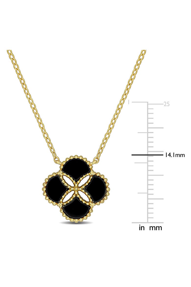 4ct TGW Agate Quatrefoil Pendant Necklace, Alternate, color, BLACK