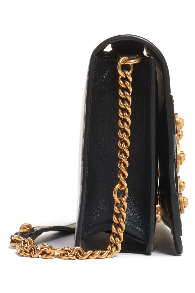 Tribute Leather Shoulder Bag, Alternate, color, BLACK/ TRIBUTE GOLD