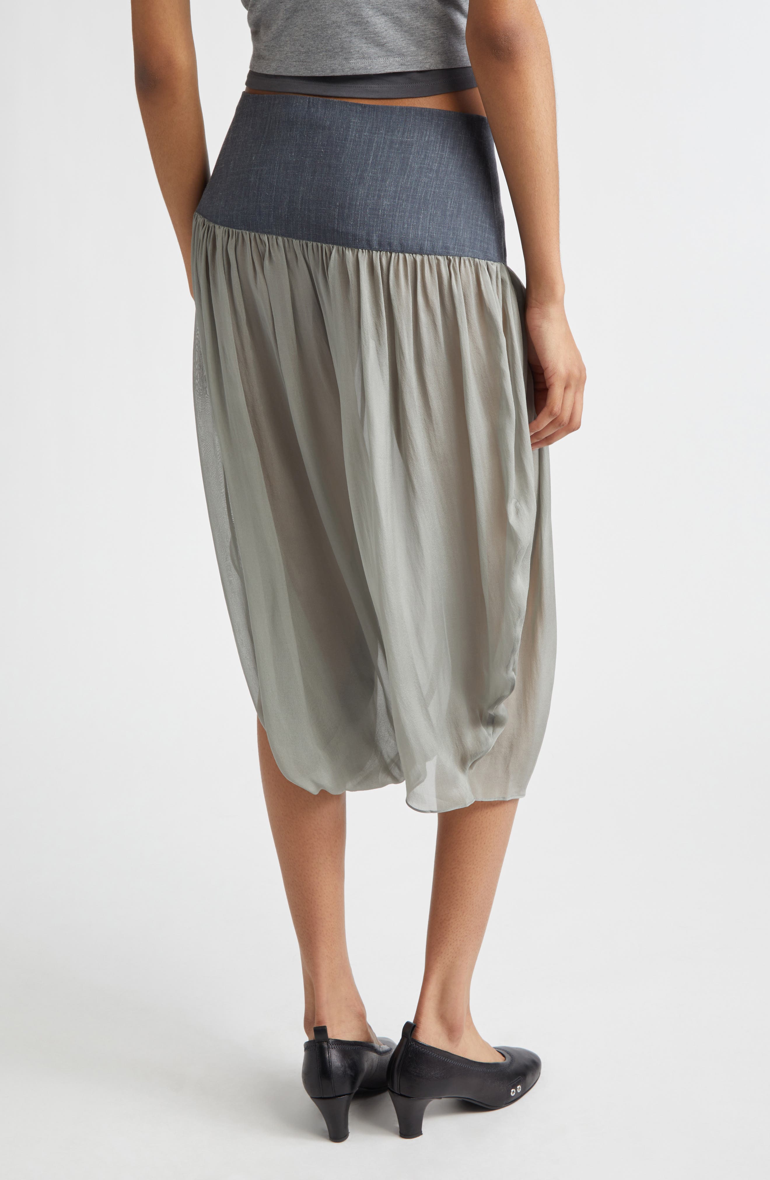 Mila Sheer Silk & Suiting Skirt - image 2