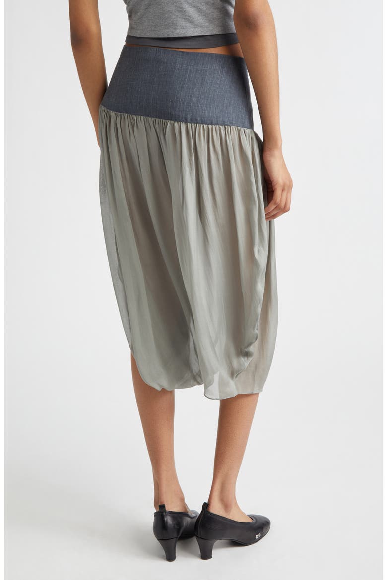 Mila Sheer Silk & Suiting Skirt, Alternate, color, GREEN