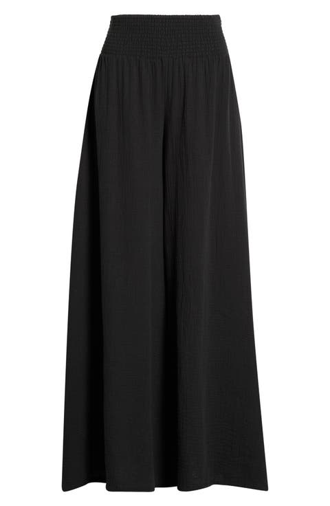 Smocked Waist Cover-Up Palazzo Pants