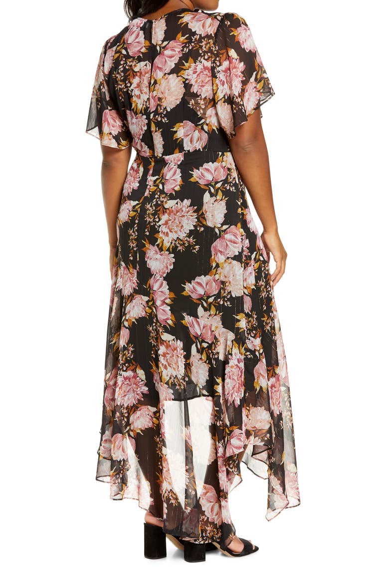Floral Print Dress, Alternate, color, BLACK-PINK FLORAL