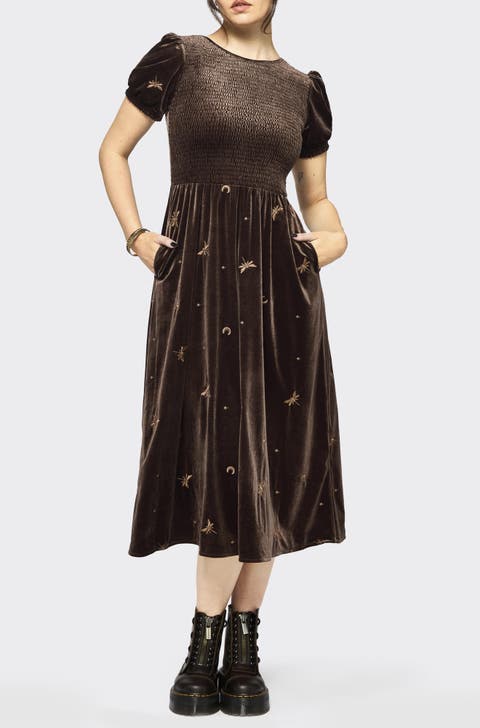 Seraphine Dragonfly Velour Midi Dress