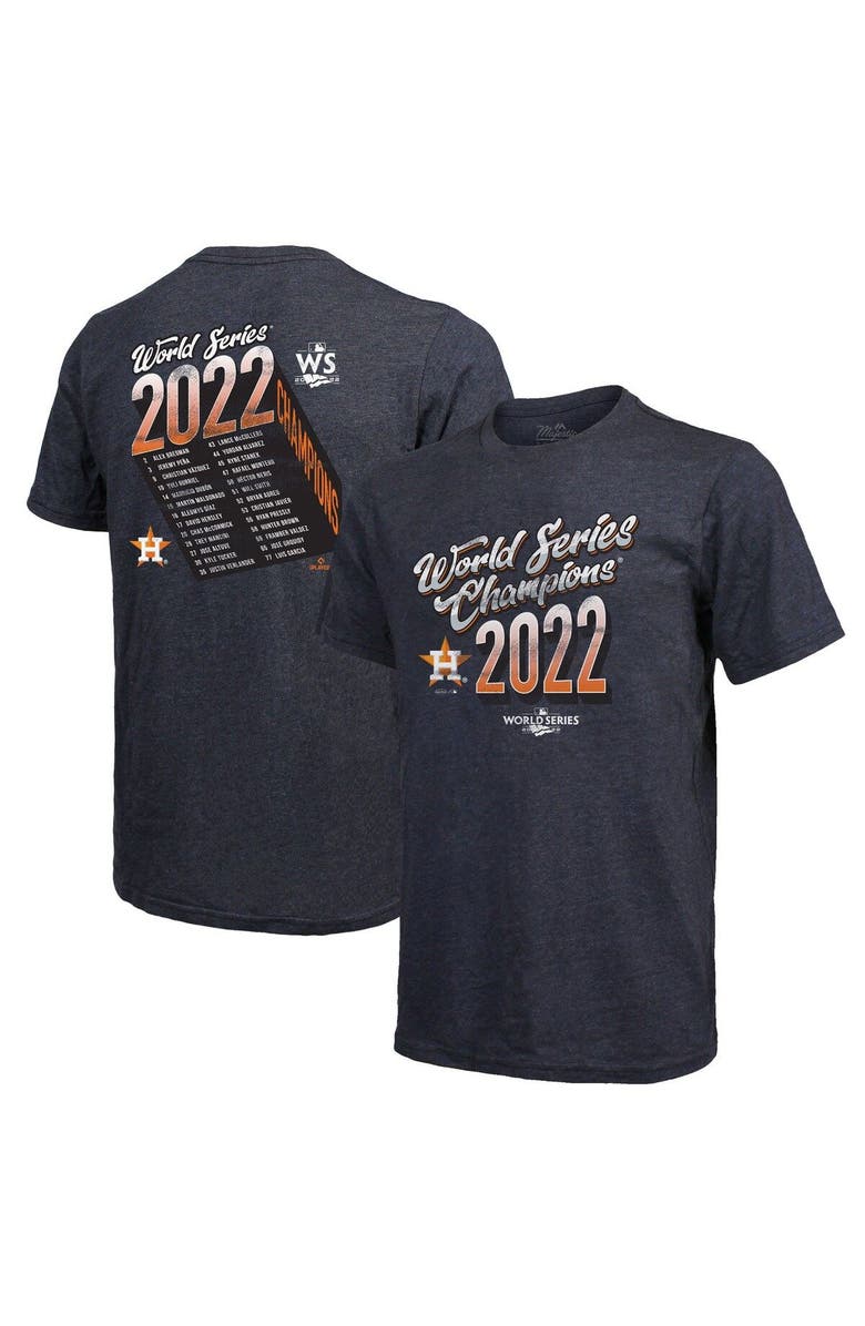 Majestic Threads Men's Majestic Threads Navy Houston Astros 2022 World Series Champions Life Of The Party Tri-Blend T-Shirt, Main, color, 