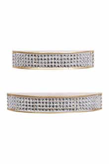 WILLOW ROW Goldtone Metal Contemporary Wall Shelf with Crystal Embellishment - Set of 2