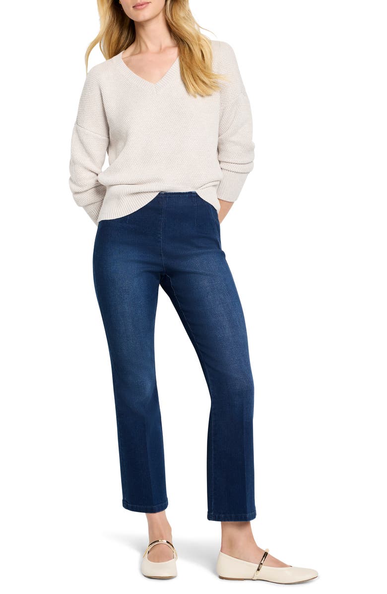 NIC+ZOE Tuck Stitch V-Neck Cotton Blend Sweater, Alternate, color, Sugar Cookie