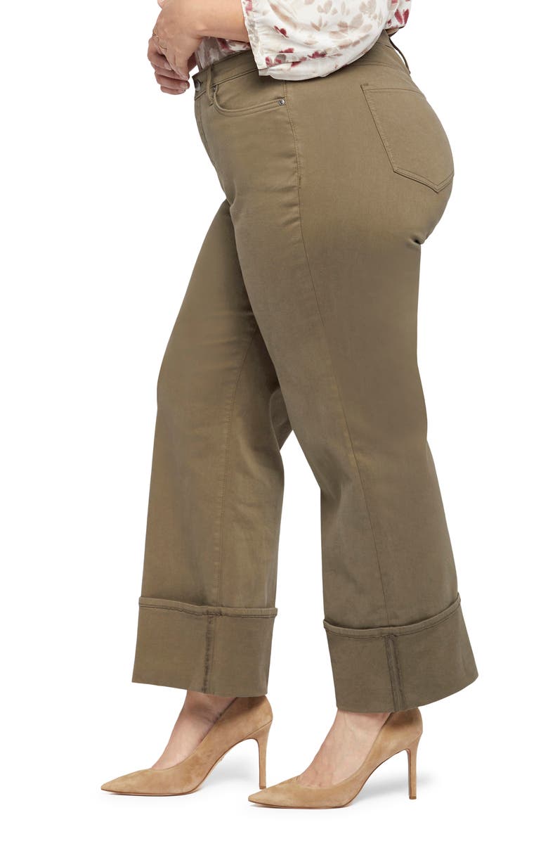 NYDJ Teresa Deep Cuff Wide Leg Jeans, Alternate, color, Ripe Olive