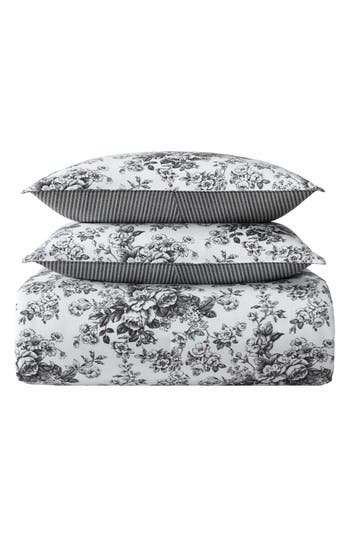 Laura Ashley Toile Delight Cotton Comforter & Sham Set In Black