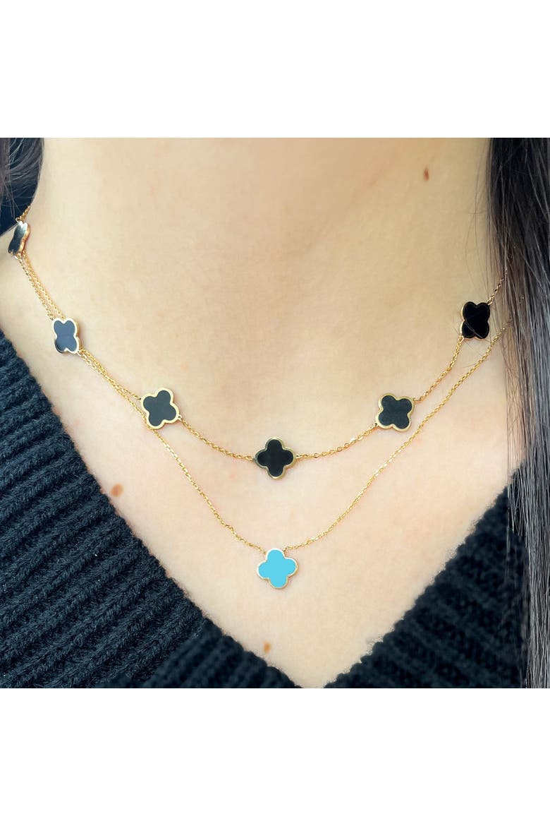 Small Turquoise Single Clover Necklace, Alternate, color, Turquoise