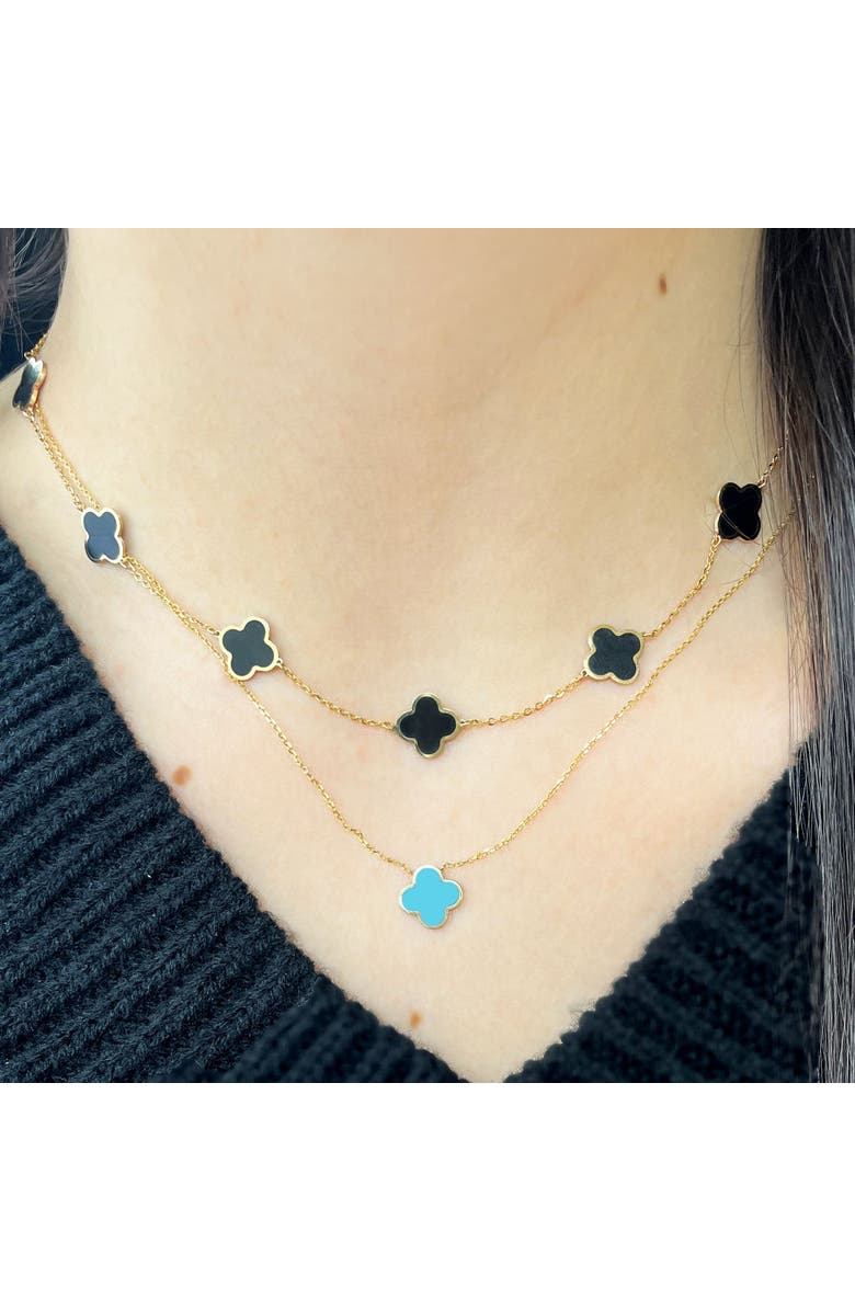 The Lovery Fine Jewelry Small Turquoise Single Clover Necklace, Alternate, color, Turquoise