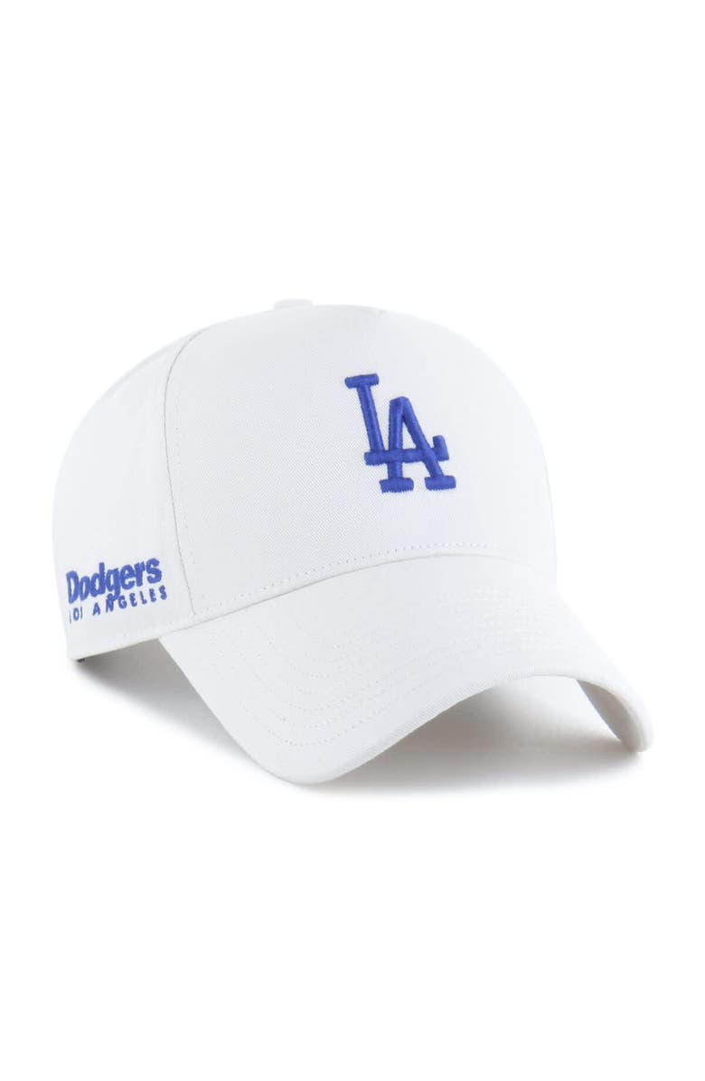 '47 Men's '47 White Los Angeles Dodgers Foundational Pinch Offside Adjustable Hat, Main, color, 