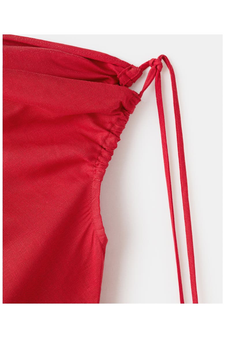 Side Ruched One-Shoulder Midi Dress, Alternate, color, RED