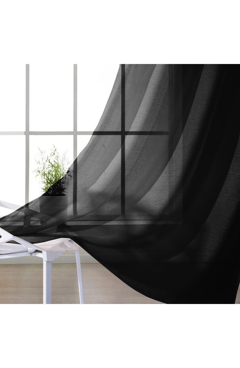DAINTY HOME Set of 2 Sheer Curtain Panels, Alternate, color, Black