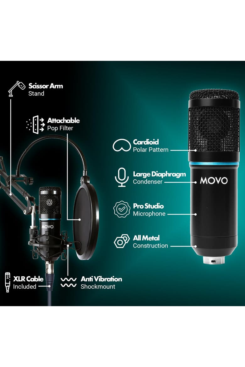 PodPak Podcast Equipment Bundle with Microphone, Boom Arm, and Pop Filter, Alternate, color, Black