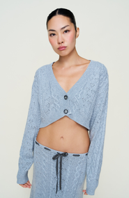 Guizio Noah Wool Cable Crop Cardigan