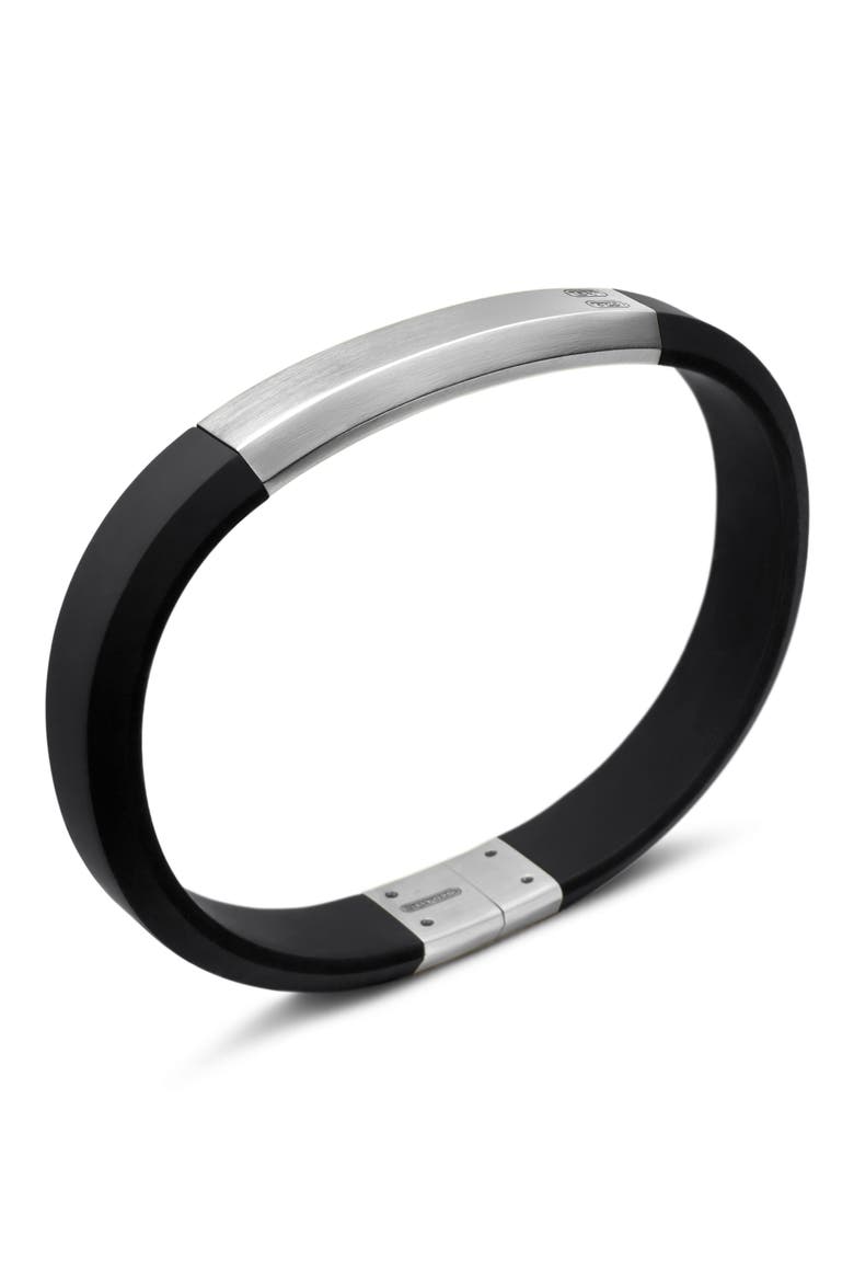Streamline ID Black Rubber Bracelet, Alternate, color, STERLING SILVER/ BLACK
