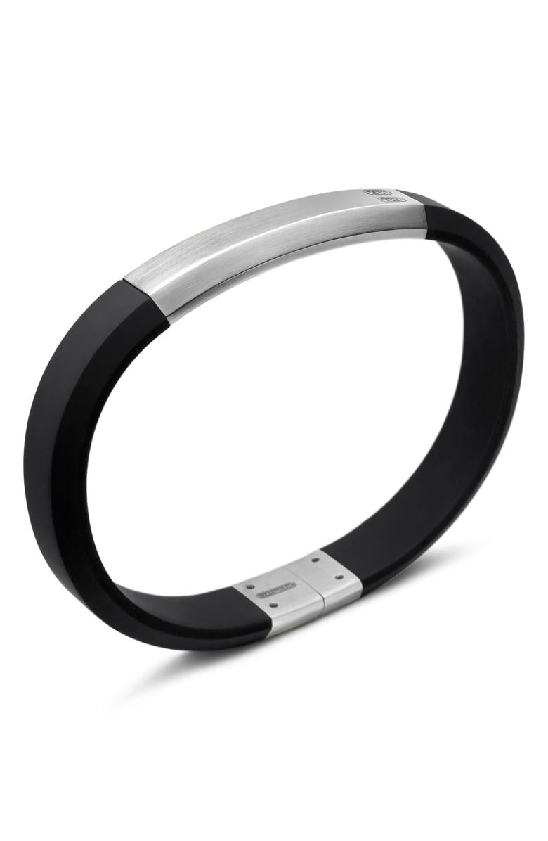 David Yurman Streamline ID Black Rubber Bracelet, Alternate, color, Sterling Silver/ Black