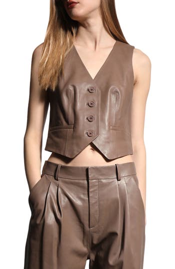 Walter Baker Leslee Leather Vest In Cedar