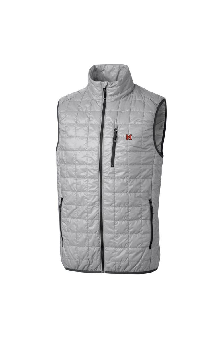 Cutter & Buck Men's Cutter & Buck Gray Miami University RedHawks Big & Tall Rainier PrimaLoft Eco Full-Zip Puffer Vest, Alternate, color, 
