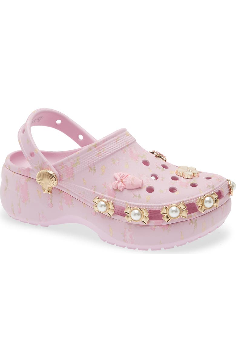 CROCS x LoveShackFancy Embellished Platform Clog, Main, color, Ballerina Pink