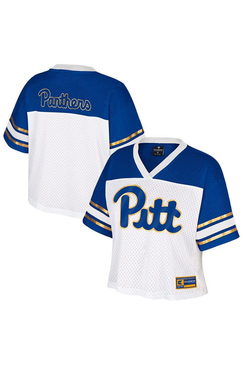 Women's Colosseum  White Pitt Panthers Treasure Cropped Football Jersey, Main, color, White