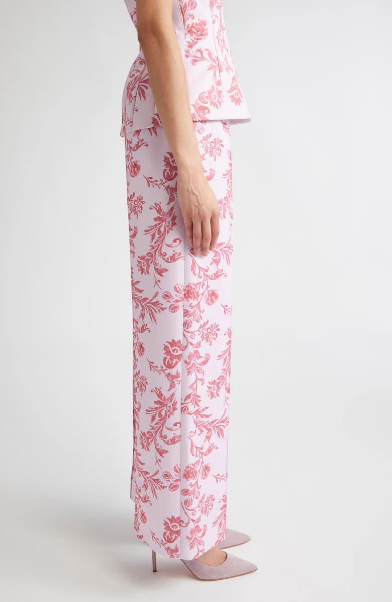 Emilia Wickstead Daffy Floral Damask Taffeta Faille Pants, Alternate, color, Damask Floral Pink