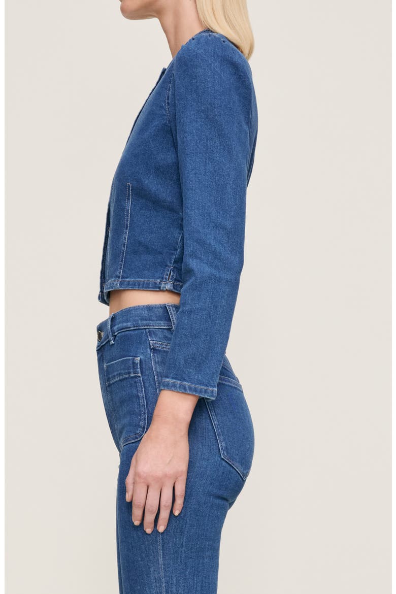 Sculpted Denim Top, Alternate, color, BLUE WATER