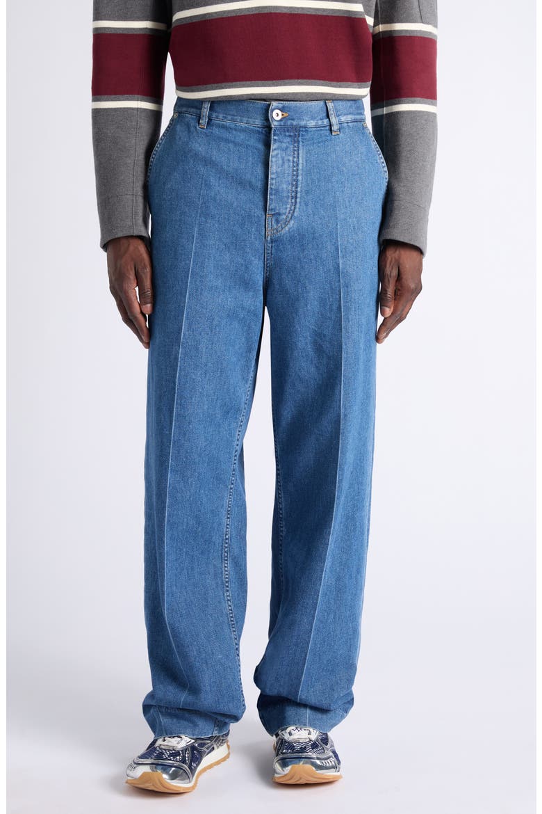 Atlantic Blue Straight Leg Cotton Denim Jeans, Main, color, 4300 MID BLUE