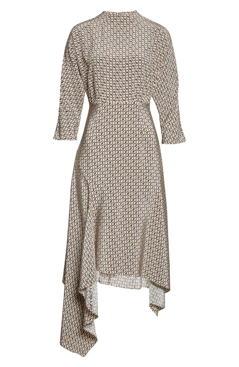 St. John Collection Icon Stripe Silk Crêpe de Chine Midi Dress, Alternate, color, 