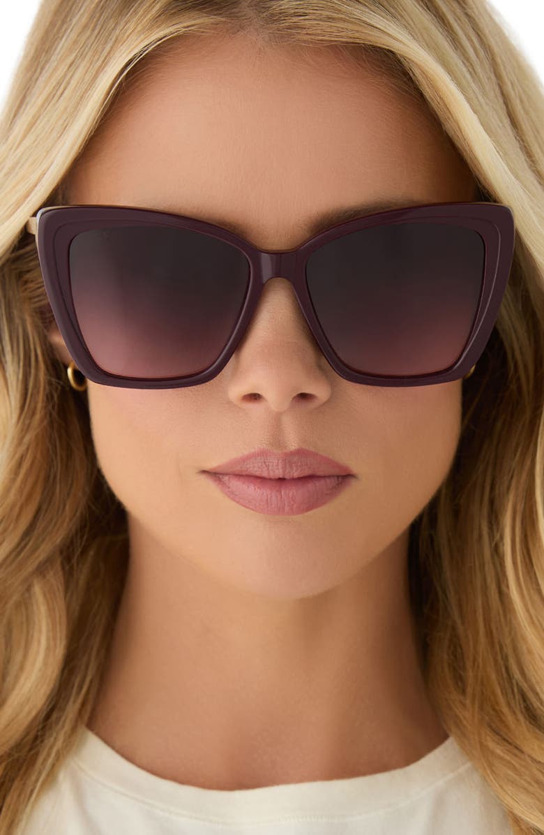 DIFF Becky II 56mm Polarized Cat Eye Sunglasses, Alternate, color, Dark Cherry Lacquer