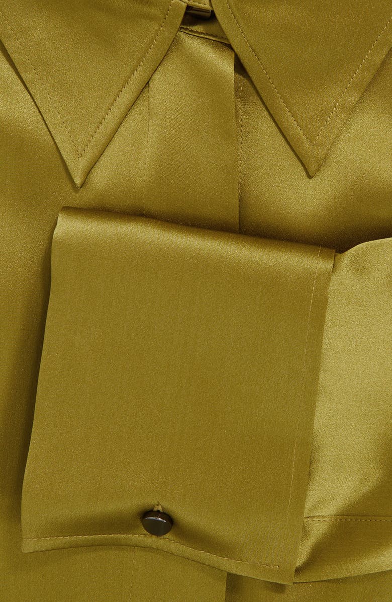 Reiss Ameira Silk Satin Button-Up Shirt, Alternate, color, Light Green