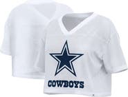 FANATICS Women's Fanatics White Dallas Cowboys Oversized Mesh Cropped V-Neck Jersey