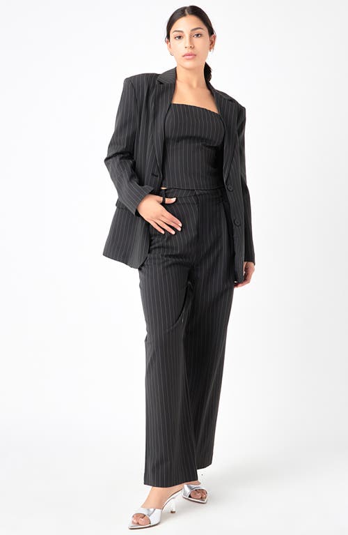 Grey Lab Oversize Pinstripe Blazer In Black