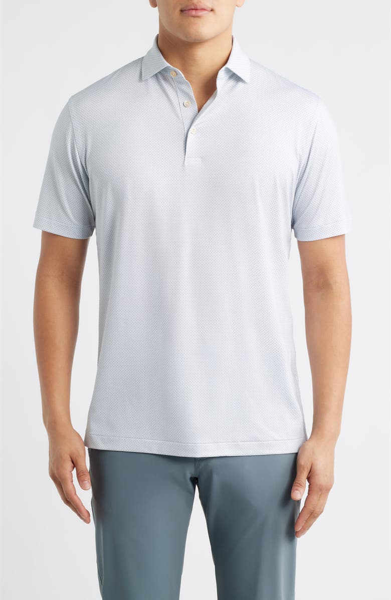 Peter Millar Phoenix Performance Jersey Golf Polo, Main, color, White/ Gale Grey