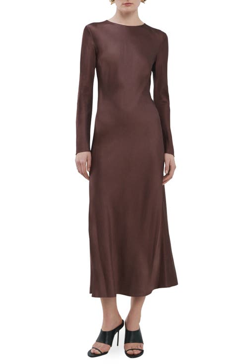 Long Sleeve Satin Midi Dress