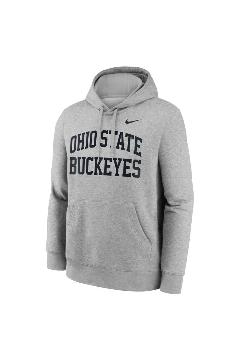 Men's Nike  Heather Gray Ohio State Buckeyes Primetime Arched Club Fleece Pullover Hoodie, Alternate, color, Heather Gray