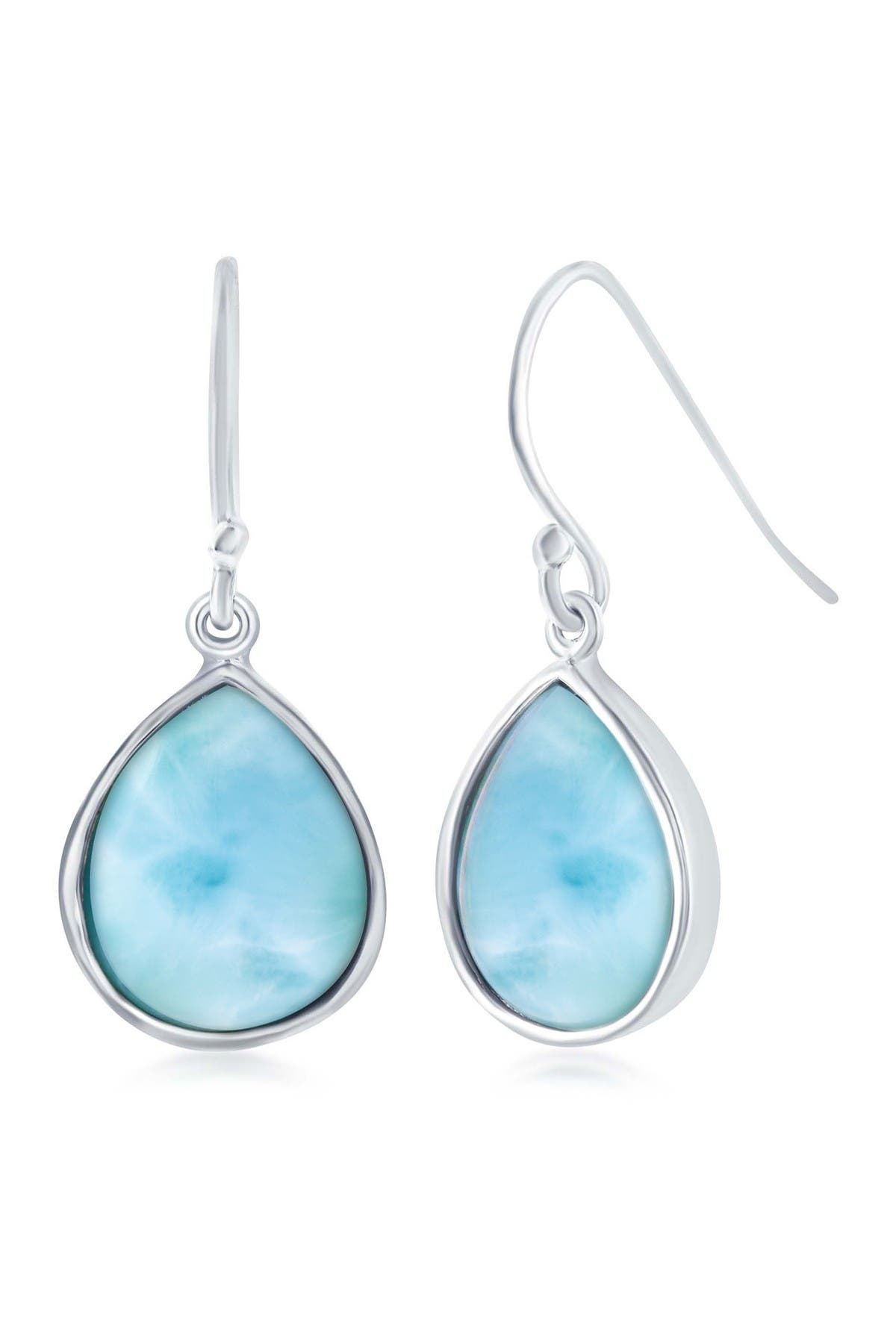 SIMONA Sterling Silver Larimar Teardrop Shape Drop Earrings (Women ...