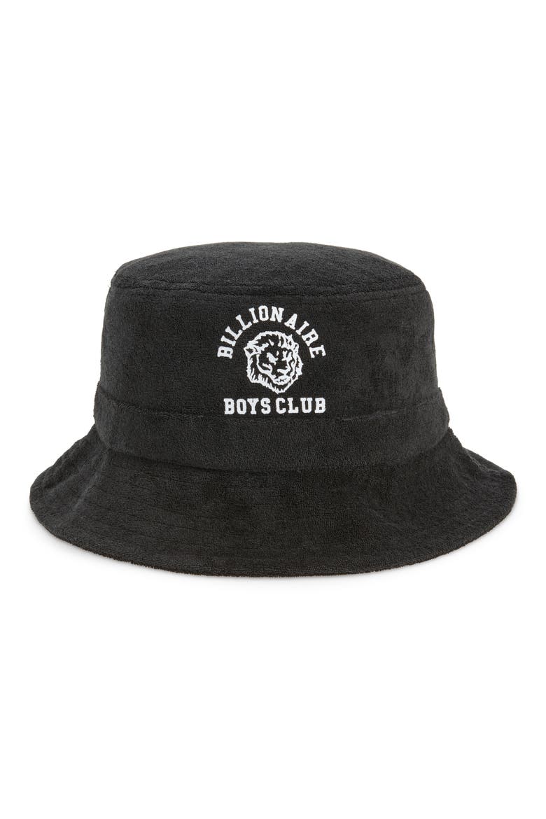 Terry Cloth Bucket Hat, Main, color, BLACK