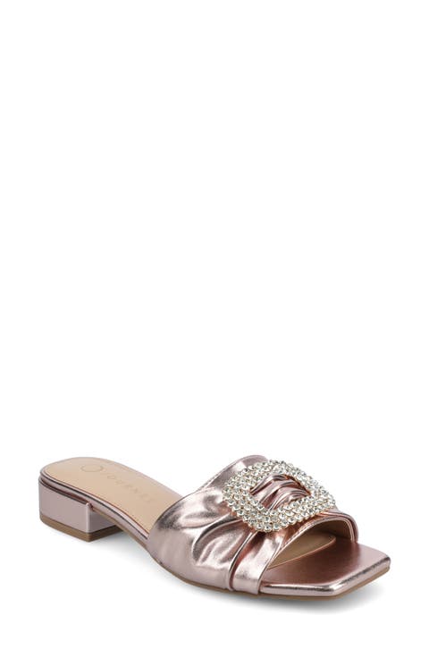 Flavia Rhinestone Buckle Slide Sandal (Women)