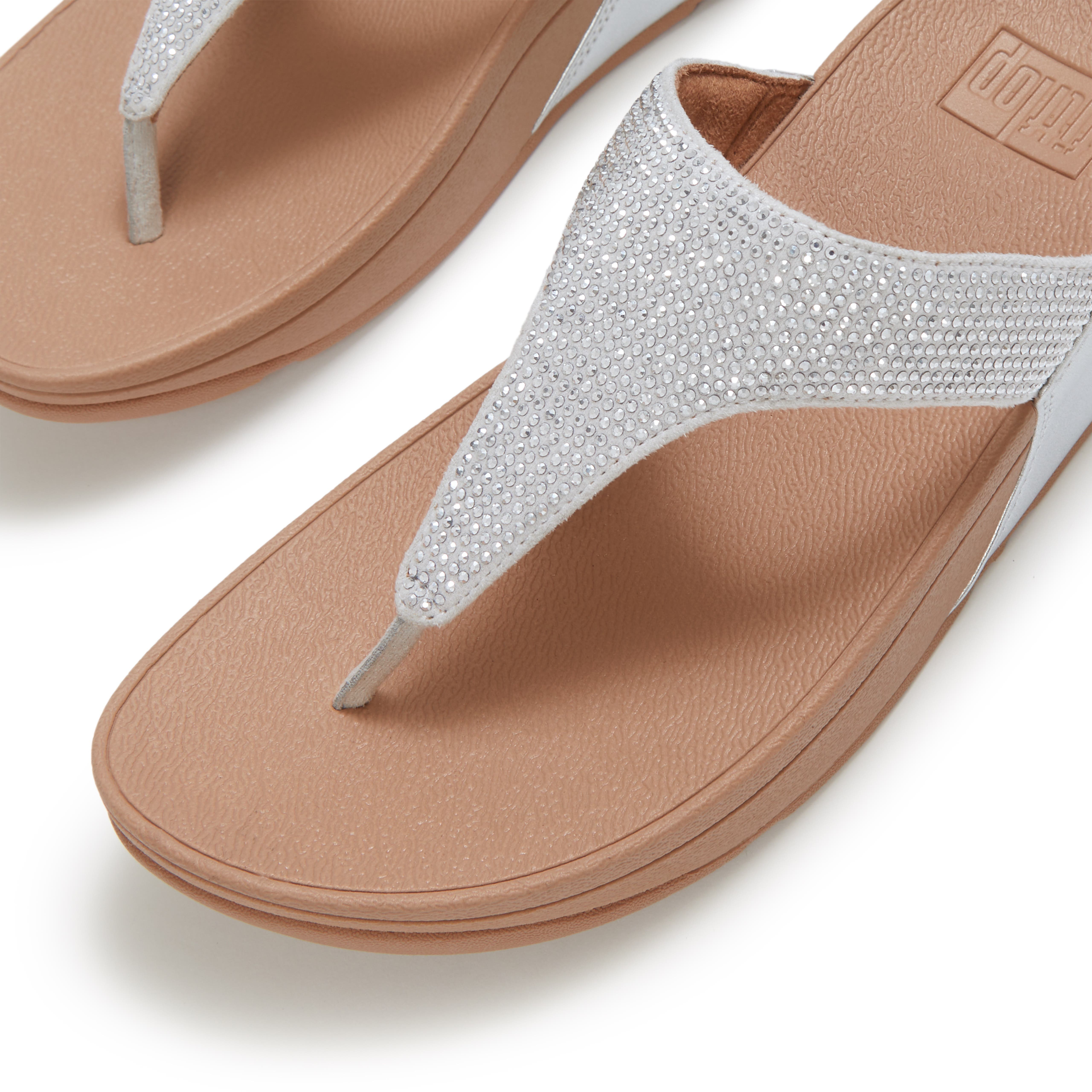 FitFlop Lulu Crystal Embelli Toe-Post, Alternate, color, Steeled Silver
