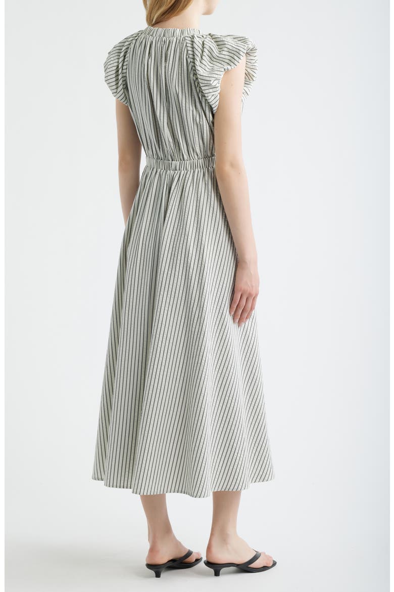 Stripe Plunge Neck Cotton Dress, Alternate, color, WHITE/ BLACK
