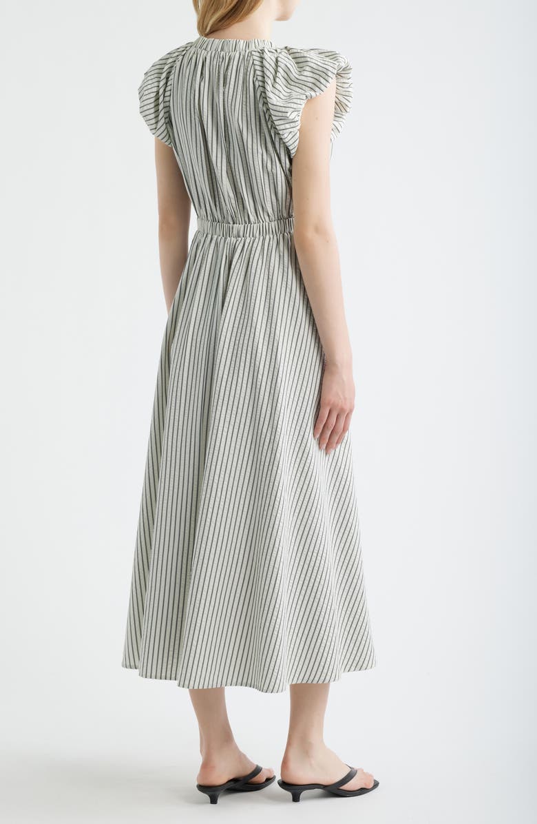 FREEMARKET Stripe Plunge Neck Cotton Dress, Alternate, color, White/ Black