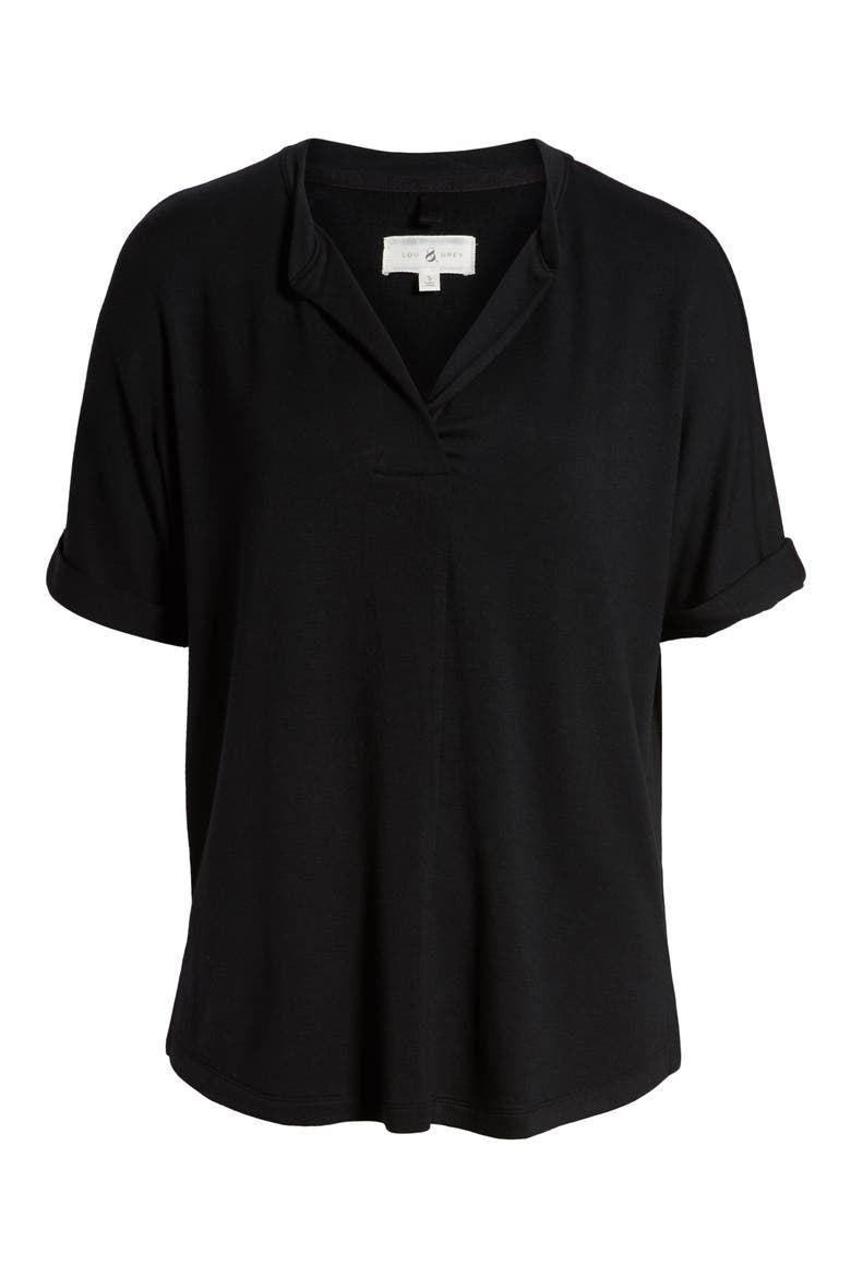 Signaturesoft Split Neck Tee, Alternate, color, BLACK