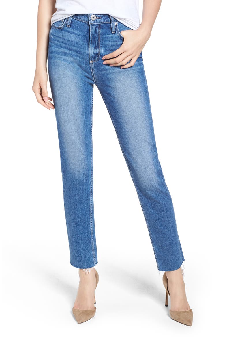 Vintage Hoxton High Waist Slim Raw Hem Jeans, Main, color, BIRDIE