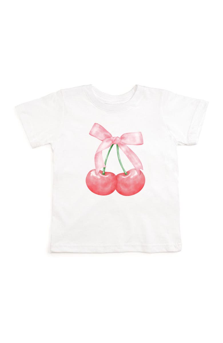 Sweet Wink Cherry Cute Short Sleeve T-Shirt, Main, color, White