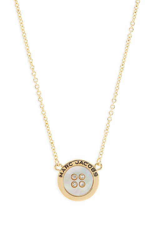 Marc Jacobs The Button Crystal Embellished Pendant Necklace In Gold/mop