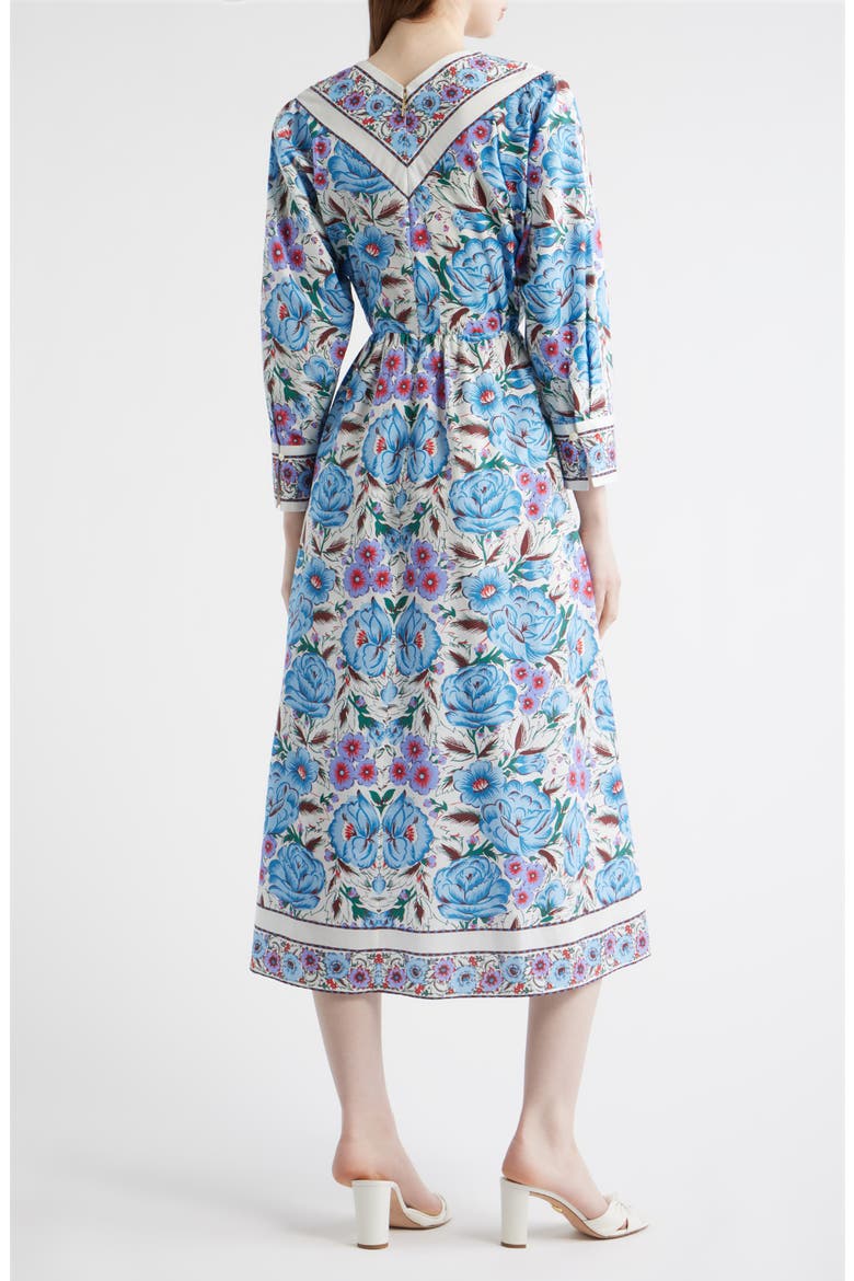 Blanche Print Long Sleeve Organic Cotton Midi Dress, Alternate, color, FLUORA PRINT