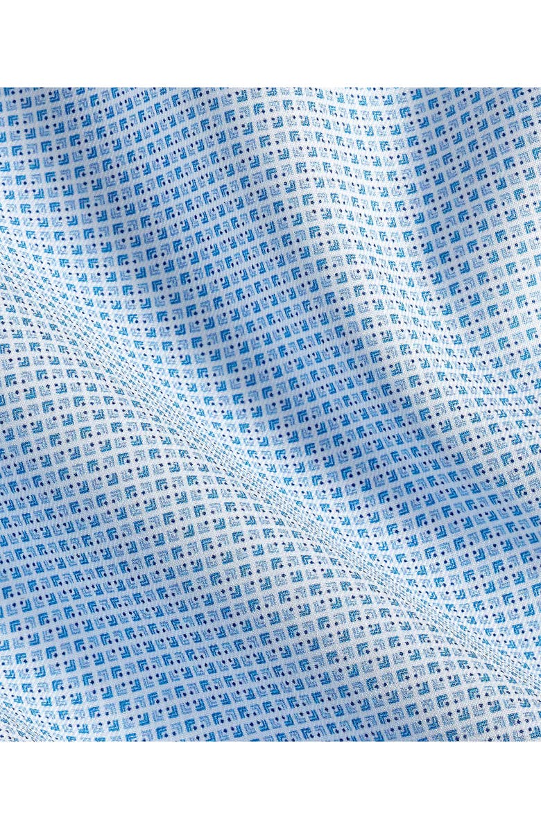 David Donahue Trim Fit Geometric Stretch Cotton Dress Shirt, Alternate, color, Sky